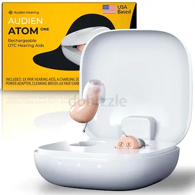 Audien Atom One OTC Hearing Aids - Wireless, Rechargeable, and Beige