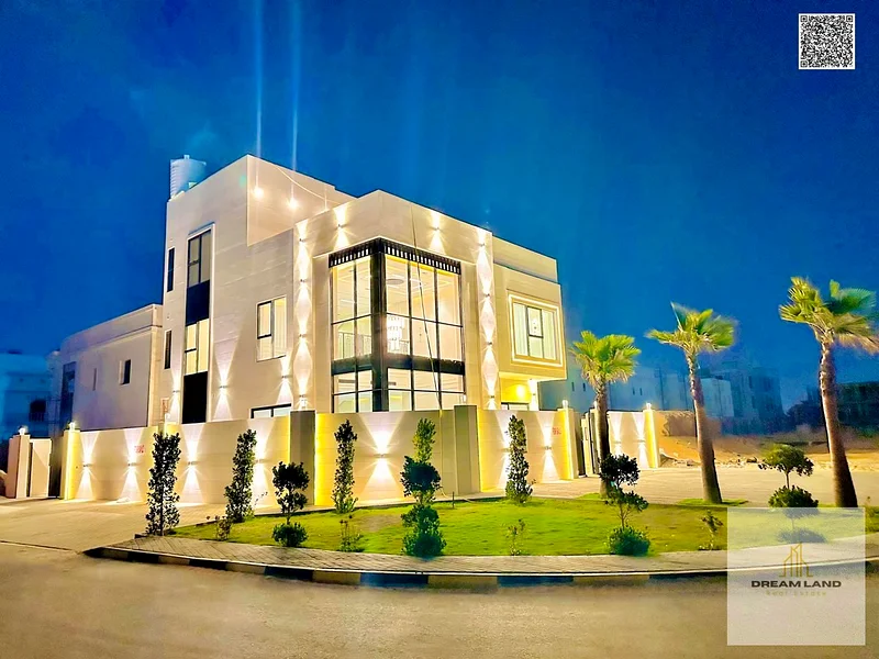 For sale, a corner villa, including registration and ownership fees, opposite Azha Mall, two floors, stone facade, with the possibility of easy bank f63900077396609110