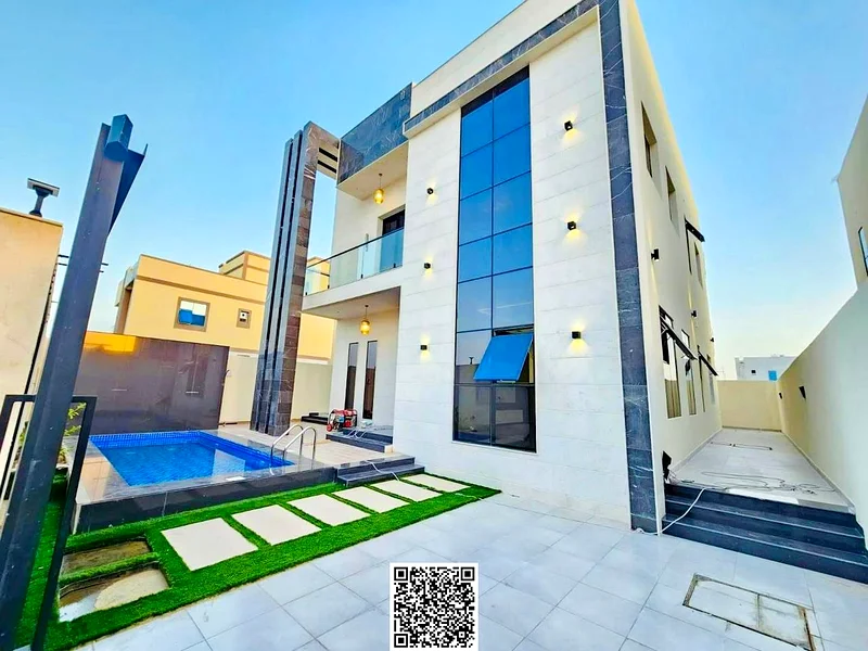 For sale - a luxury villa with a swimming pool in a prime location in Ajman, high-end finishing, modern design, including registration and owners63901036866562112