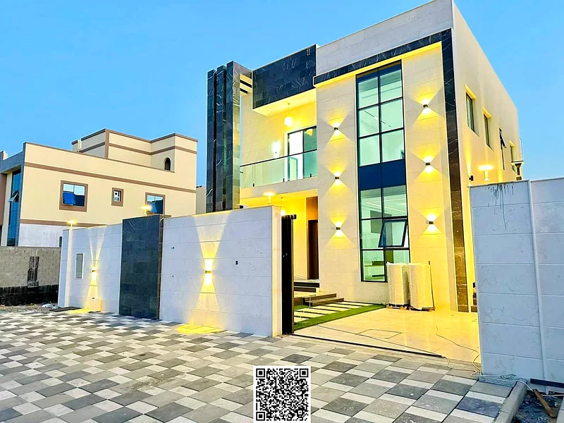 For sale - a luxury villa with a swimming pool in a prime location in Ajman, high-end finishing, modern design, including registration and owners63901036866562110