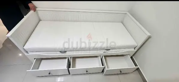 IKEA Hamnes Day bed with 3 storage drawers underneath and with 2 IKEA mattr