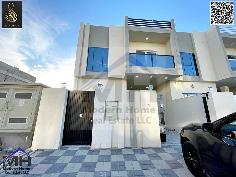 At a price inclusive of fees, own a villa with roof in Ajman, freehold, super deluxe finishing, in front of services, opposite Azha Community63900283590146110