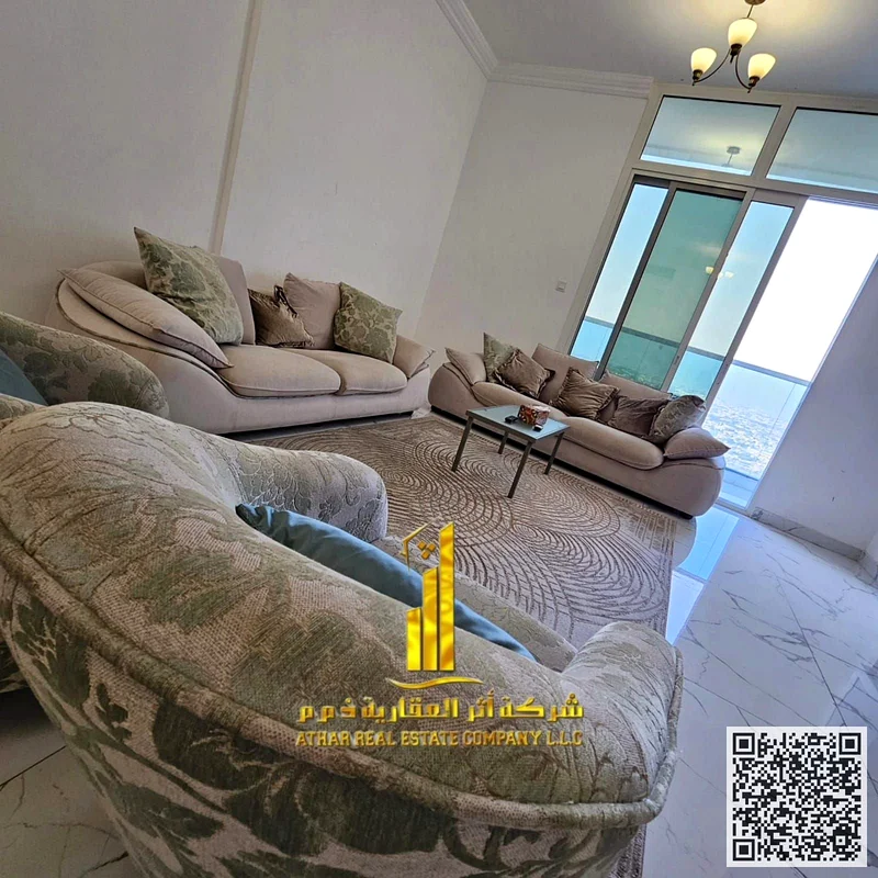 شقة فاخرة، غرفتا نوم وصالة، شرفة بإطلالة على البحر، مفروشة بالكامل جديدة، تشمل جميع الفواتير، صالة رياضية، مسبح، موقف خاص للسيارات63852688249859112