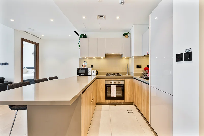 Chic 1BR w/ Balcony View, Gym, Pool & Kid-Friendly | Furnished | Flexible term63830359576961113