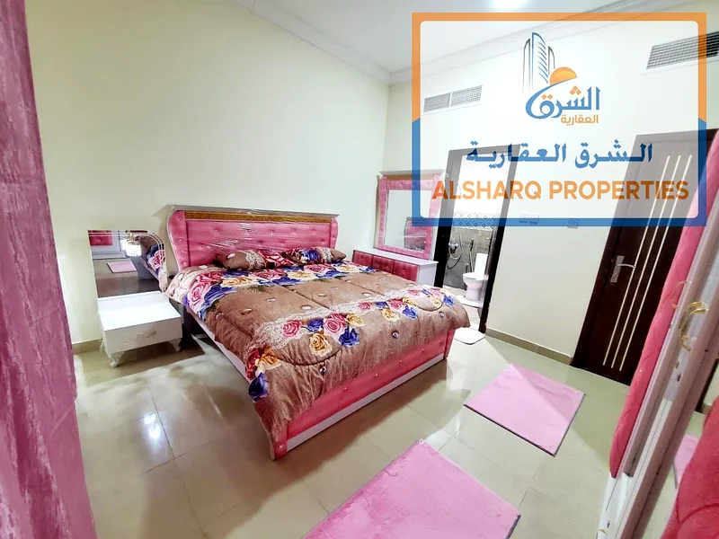 Furnished room and hall for monthly rent in Al Hamidiyah, Ajman | 2 bathrooms + 2 balconies | High-end finishing | New building | Prime location near63709402916097110