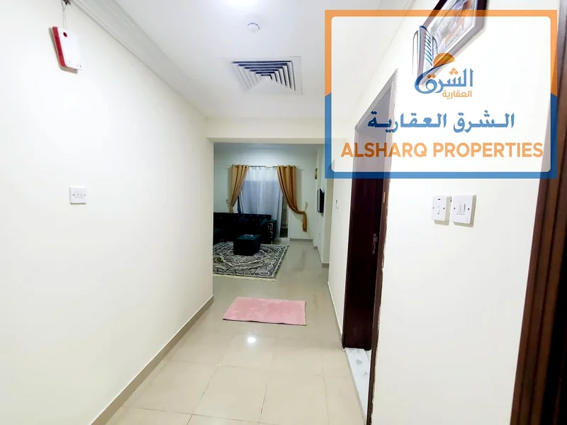 Furnished room and hall for monthly rent in Al Hamidiyah, Ajman | 2 bathrooms + 2 balconies | High-end finishing | New building | Prime location near63709402916097112