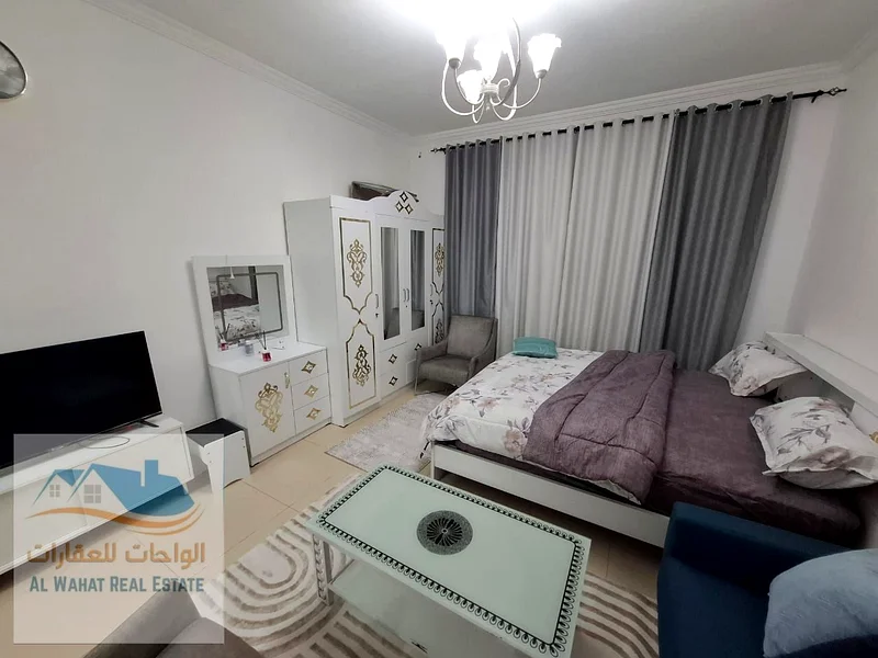 🏢 Furnished studio for monthly rent - Ajman | Jasmine Towers ✨ Large area - 🏙️ High floor - 🌬️ Excellent ventilation - 👌 Distinctive view 🛋️ Full63809488494849114