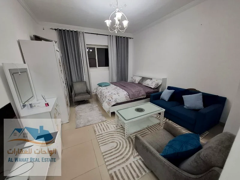 🏢 Furnished studio for monthly rent - Ajman | Jasmine Towers ✨ Large area - 🏙️ High floor - 🌬️ Excellent ventilation - 👌 Distinctive view 🛋️ Full63809488494849111