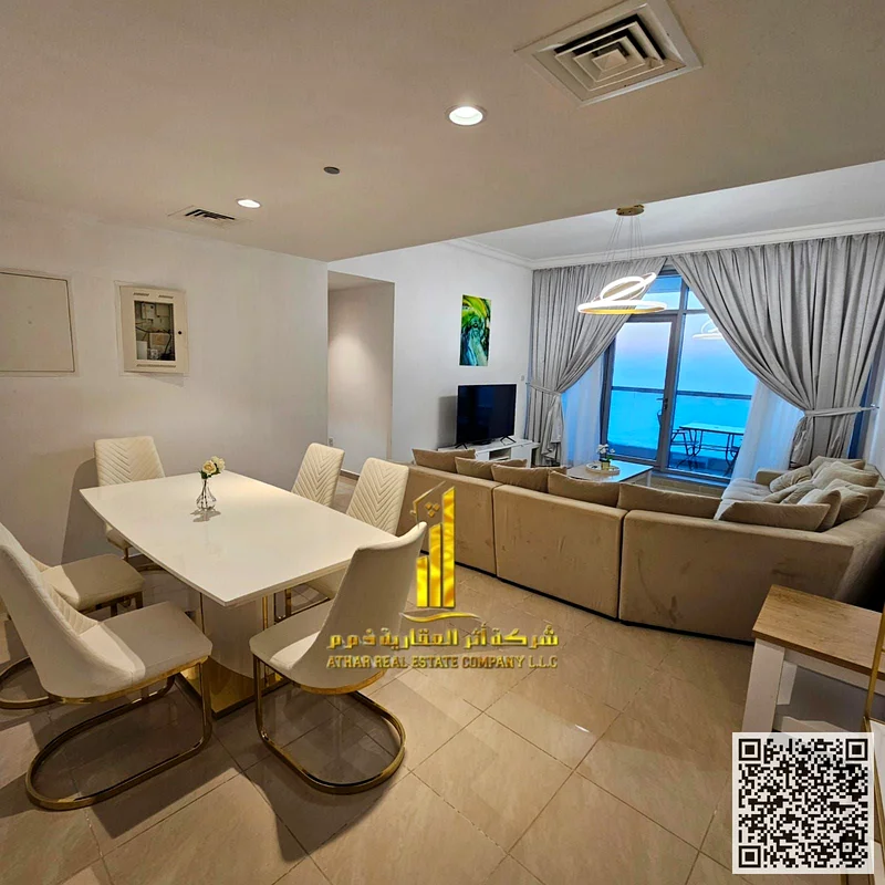 Sea view, fully furnished Two-bedroom apartment for monthly rent in Ajman Corniche Residence ✅ Bills included, internet, gym, pool, and parking63855470993153113
