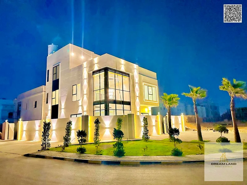 For sale, a corner villa, including registration and ownership fees, opposite Azha Mall, two floors, stone facade, with the possibility of easy bank f63902114530947110