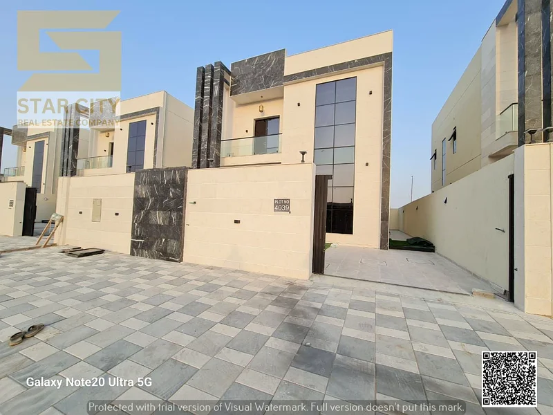 For sale - a luxury villa with a swimming pool in a prime location in Ajman, high-end finishing, modern design, including registration and owners63913993942786110