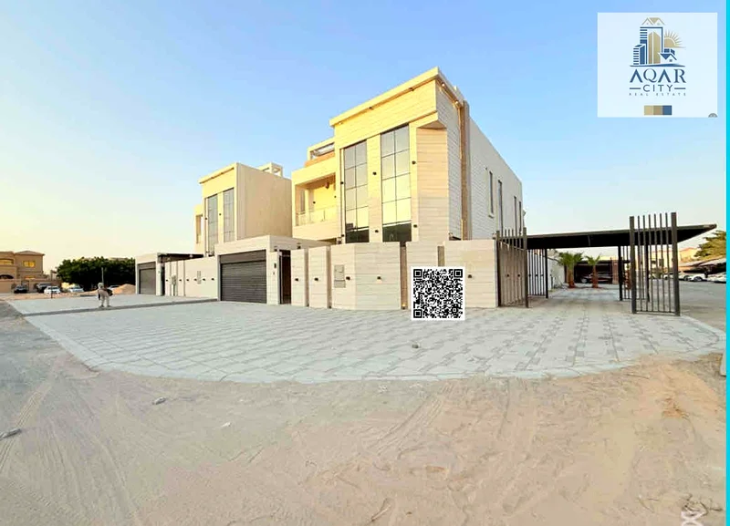 Villa for sale, corner of two streets, new stone, in the Al-Muwaihat area, five master bedrooms, a master living room, a hall, and a master maid’s room, with furniture, electricity, and water63868742600706110