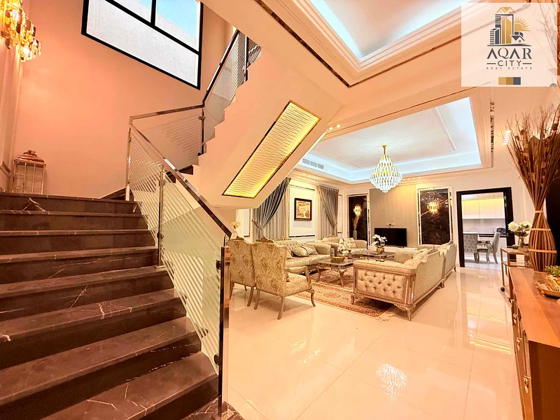 Villa for sale, corner of two streets, new stone, in the Al-Muwaihat area, five master bedrooms, a master living room, a hall, and a master maid’s room, with furniture, electricity, and water63868742600706113