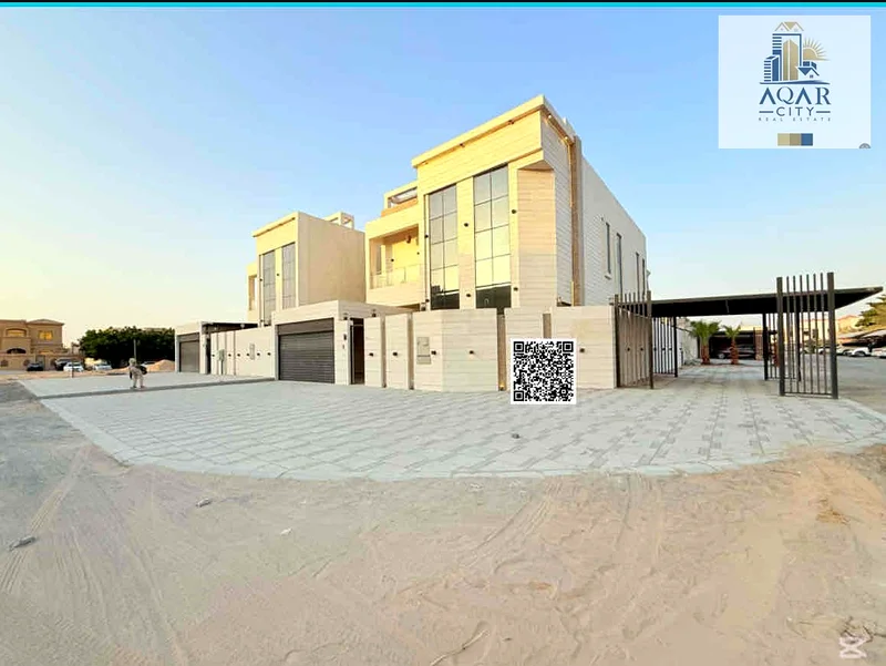 Villa for sale, corner of two streets, new stone, in the Al-Muwaihat area, five master bedrooms, a master living room, a hall, and a master maid’s room, with furniture, electricity, and water63868742600706111