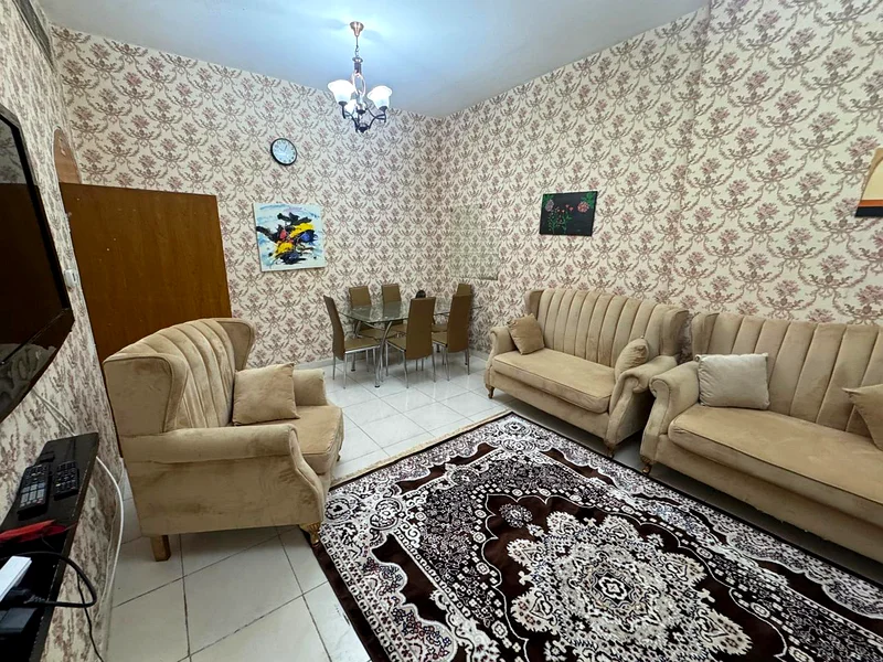 Available today: a room, a hall, two bathrooms, a balcony, furnished with hotel furniture, Sharjah, Al Taawun Street64050576087555114