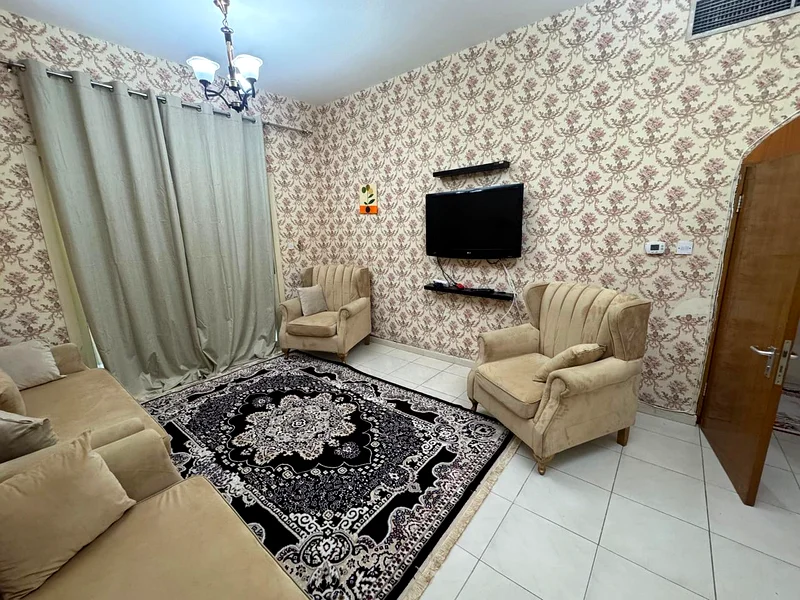 Available today: a room, a hall, two bathrooms, a balcony, furnished with hotel furniture, Sharjah, Al Taawun Street64050576087555111