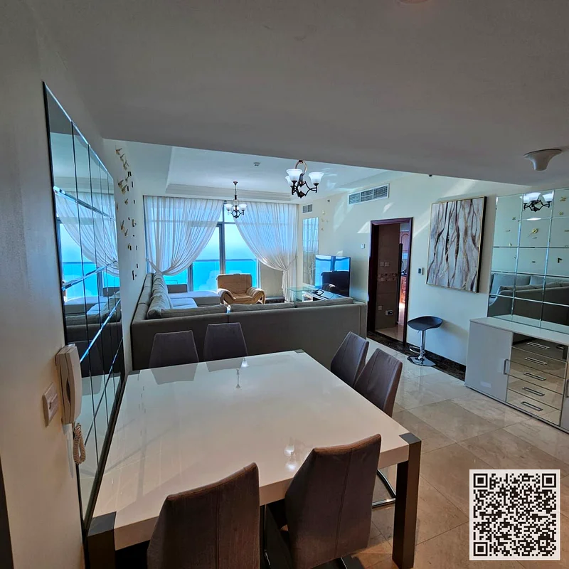 Three-bedroom duplex apartment with a sea view, furnished, with a gym, swimming pool, and parking for rent in Ajman - Corniche - Residence Towers63853016261122112