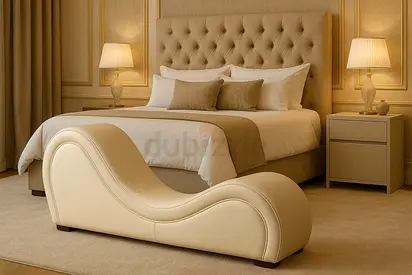 Luxurious Cream Leather Chaise Lounge for Your Elegant Bedroom