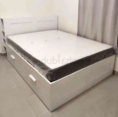 IKEA brimness double bed 140×200cm + headboard+ 4 storage drawers underneath with IKEA mattress is a