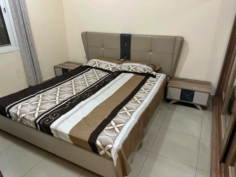 Available today, two rooms, a hall, two bathrooms, a balcony, a sea view, furnished with hotel furniture, Sharjah, Al Taawun, second inhabitant, new64050909944195113