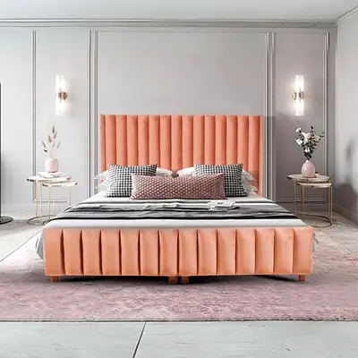 160*200 Queen Casano Bed In Velvet Fabric