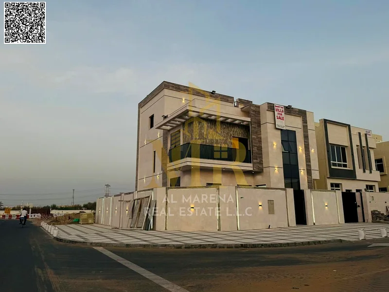 A villa with a price including registration and ownership fees on the main street, ready for occupancy in the most upscale areas of Ajman, freehold fo63904697950209112