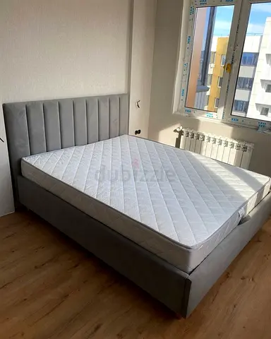 Queen size Stylish Grey Fabric Bed Brand New