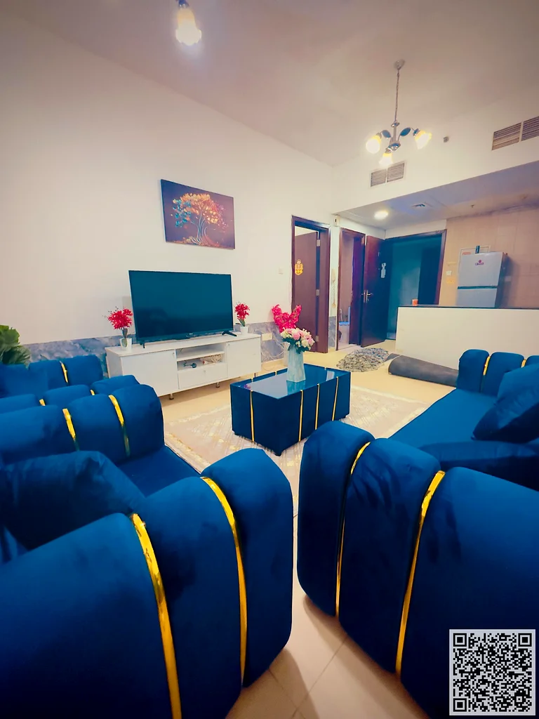 Fully furnished room and hall with elegant furniture in a distinctive vital area for monthly rent in Ajman Al Nuaimiya 3 City Tower63838122838915110