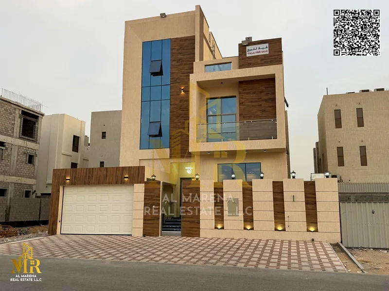 Modern villa for sale in Al Bahia area - freehold, two floors and a roof in Ajman. Area: 3,014 feet.63882118930305110