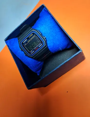 Casio F-91w-modified with negative display and glow in the dark screen