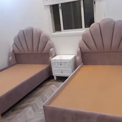 Elegant Twin Bed Set with Unique Headboards