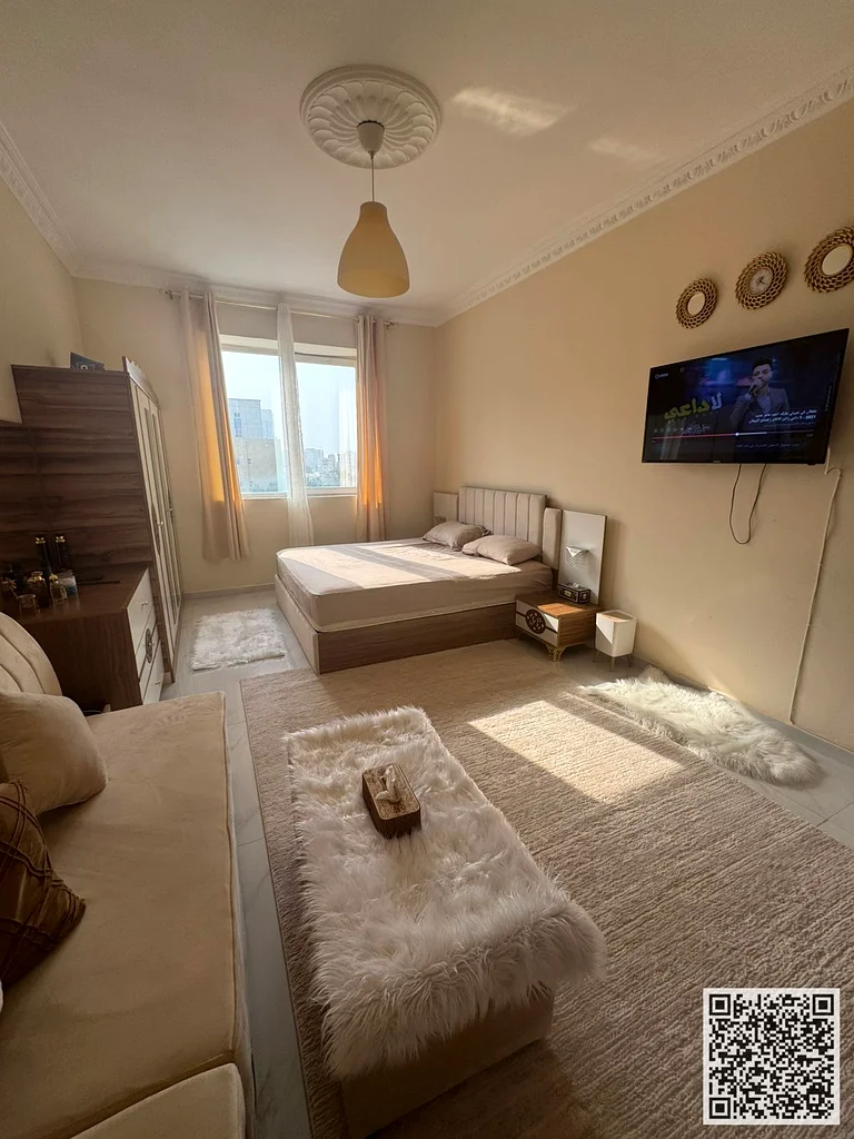 For monthly rent in Ajman - First tenant, luxurious studio with a fully separate kitchen, spacious areas, distinctive design, fully furnished with ele63838333320194110