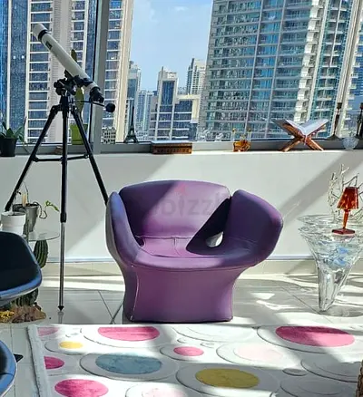 Moroso Bloomy Purple Leather Armchairs Roche Bobois Ligne Roset Italy