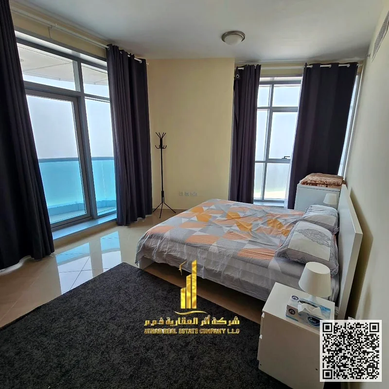 For annual rent ✅ Sea view Two-bedroom apartment, in Ajman Corniche Residence 🌊 Fully furnished ✅ Spacious area, gym, swimming pool, and parking63811107924483112