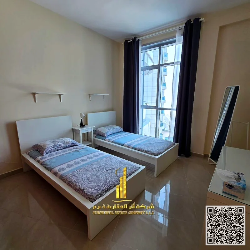 For annual rent ✅ Sea view Two-bedroom apartment, in Ajman Corniche Residence 🌊 Fully furnished ✅ Spacious area, gym, swimming pool, and parking63811107924483114