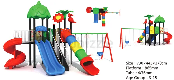 Colorful Kids Playground Set with Slides and Swings