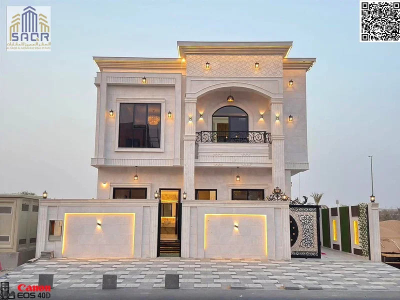 An opportunity to own a luxurious villa in Al Helio 2, Ajman, with a modern design and spacious area, near Al Zahia Hypermarket and opposite the park.63913890363266110