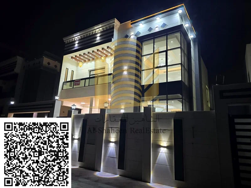 Villa for sale in Al Bahia, Ajman Land area: 3,014 sq ft Built-in area: 3,500 sq ft 5 bedrooms, a living room, a maid's room, central air conditioning63881908959490110