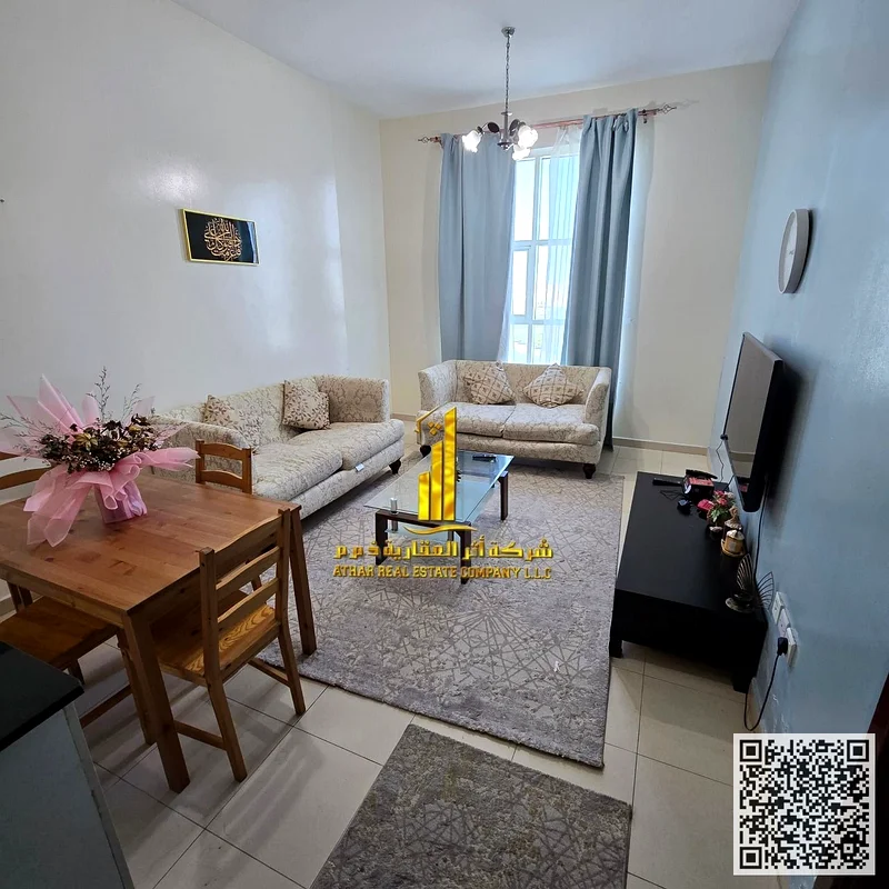 Furnished one-bedroom apartment for monthly rent in Ajman, Khalifa Street, City Towers ✔️ Bills and internet included ⚡📶 Ready to move in immediately63838122863233110