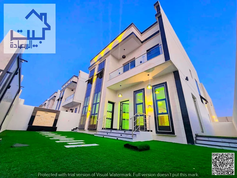 For sale, a modern villa with 3 rooms, including registration fees, Al Helio 2 area, Ajman, super deluxe finishing, freehold for all nationalities, ba63905988265858110