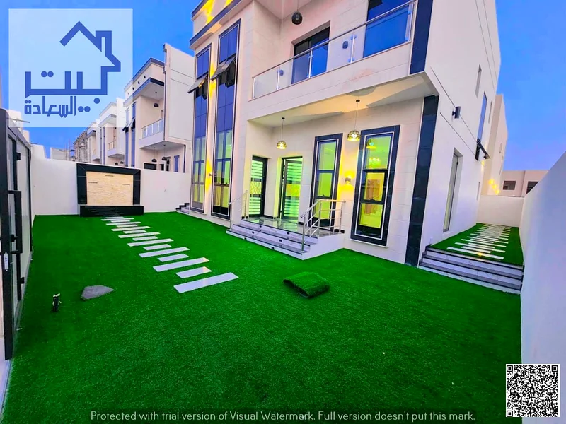 For sale, a modern villa with 3 rooms, including registration fees, Al Helio 2 area, Ajman, super deluxe finishing, freehold for all nationalities, ba63905988265858113