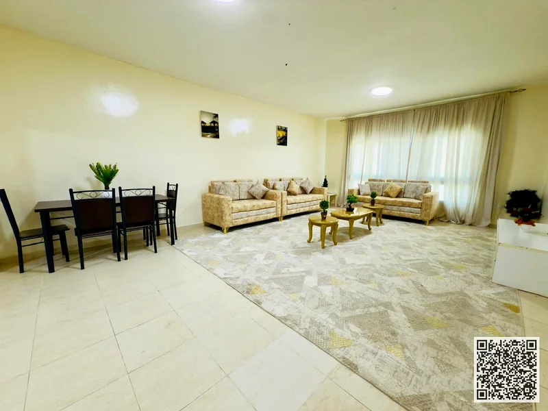 The largest spaces, a two-bedroom apartment with a hall and a maid's room, furnished for monthly rent in Ajman - Al Rumaila area ✔️All Bills included63836576979971110