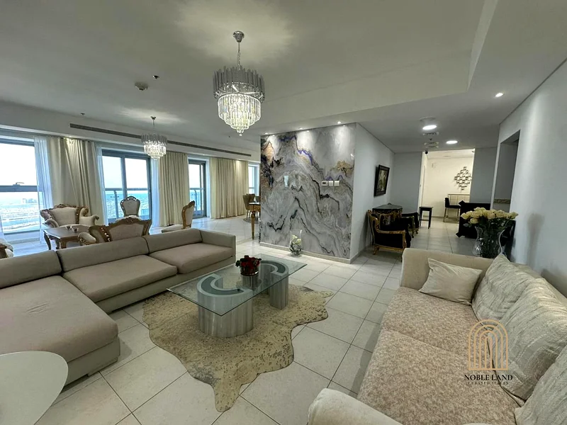 4 غرف نوم + غرفة خادمة | بنتهاوس مفروش بالكامل | إطلالة على النخيل | طابق عالٍ63777432189314110