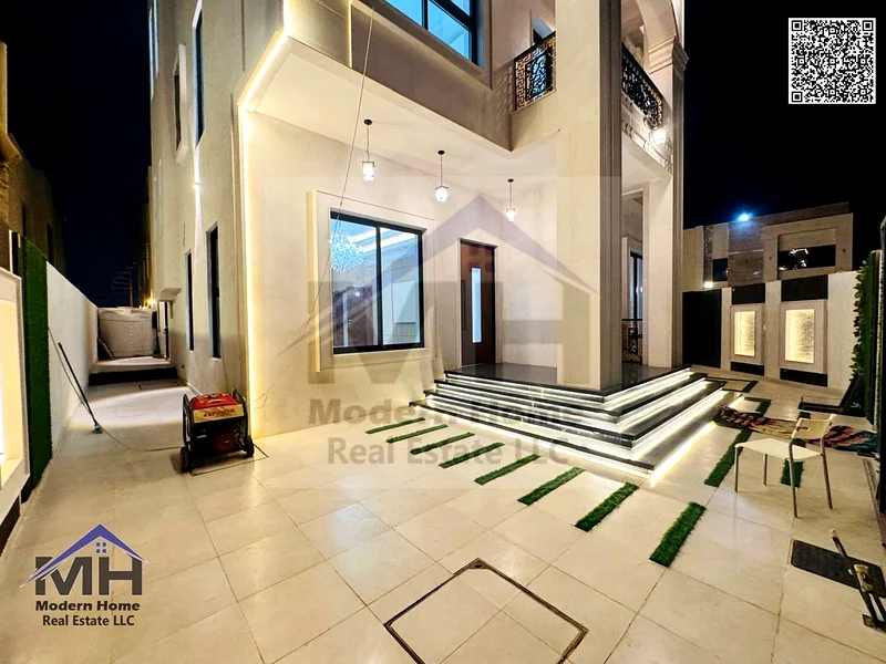 without annual fees Own a classic corner villa with 7 rooms in Ajman First inhabitant, freehold, super deluxe finishing.63907043868035114