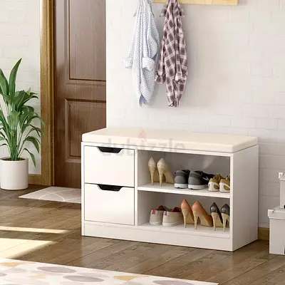 White Shoe Storage Rack Bench