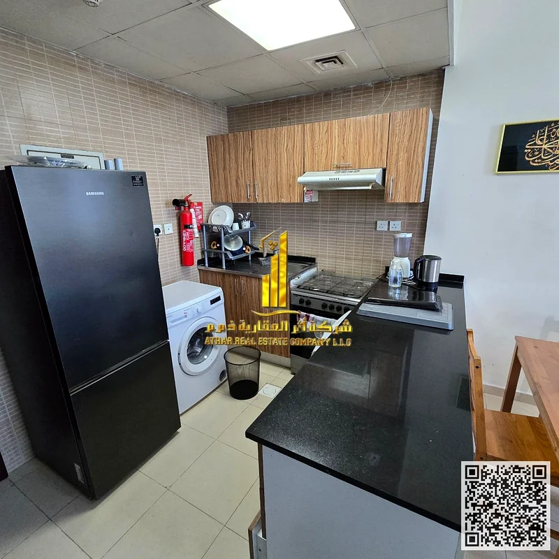 The most luxurious and beautiful furnished one-bedroom apartment for monthly rent in Ajman, spacious area, VIP furniture, super deluxe finishes63838122923522112
