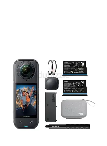 Insta360 X5 Essentials Bundle | X5 Camera + Extra Battery + 114cm Invisible Sefie Stick + Lens Cap