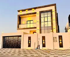 Two-storey villa for rent in Ajman, Al-Yasmine area, a new European design, the first resident with