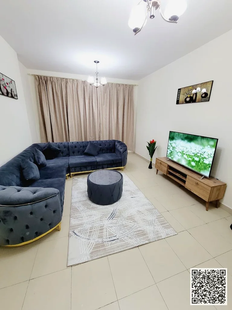شقة مفروشة من غرفتي نوم للإيجار الشهري 🏡 في عجمان، منطقة البستان، مقابل لولو ✔️ تشمل الفواتير والإنترنت ⚡ 📶 موقف خاص63836873768450114
