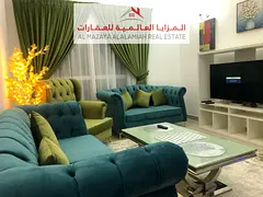 A fully furnished two-bedroom apartment with a living room in Al taawun , close to Sharjah Corniche,